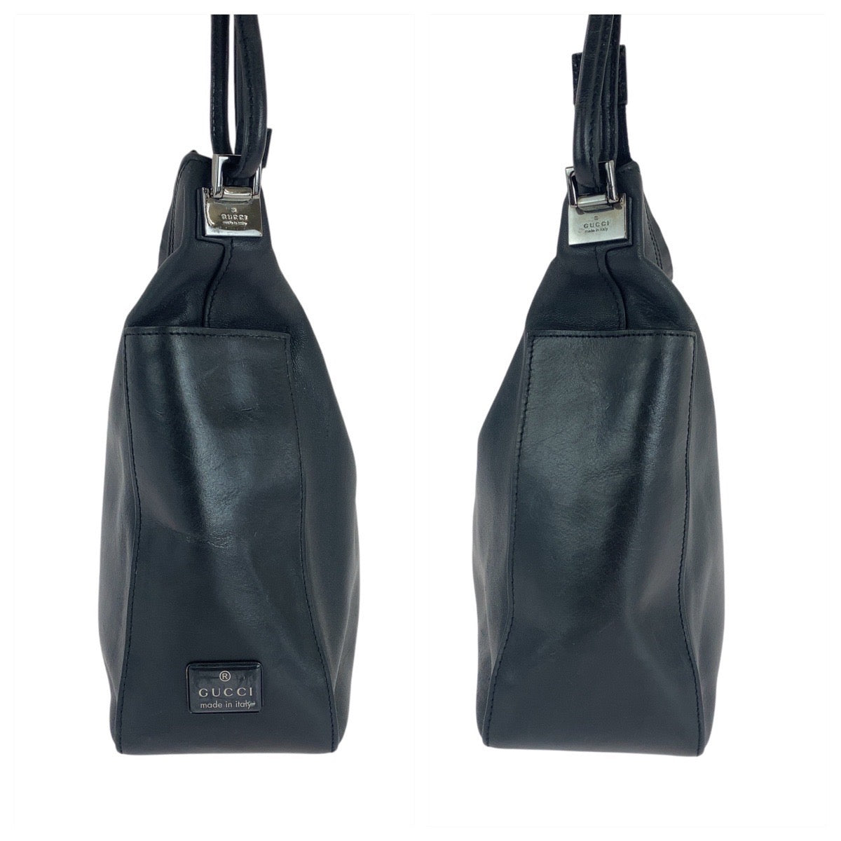 15555
GUCCI グッチ ブラック 黒 シルバー金具 レザー 001 3766 ショルダーバッグ  レディース
