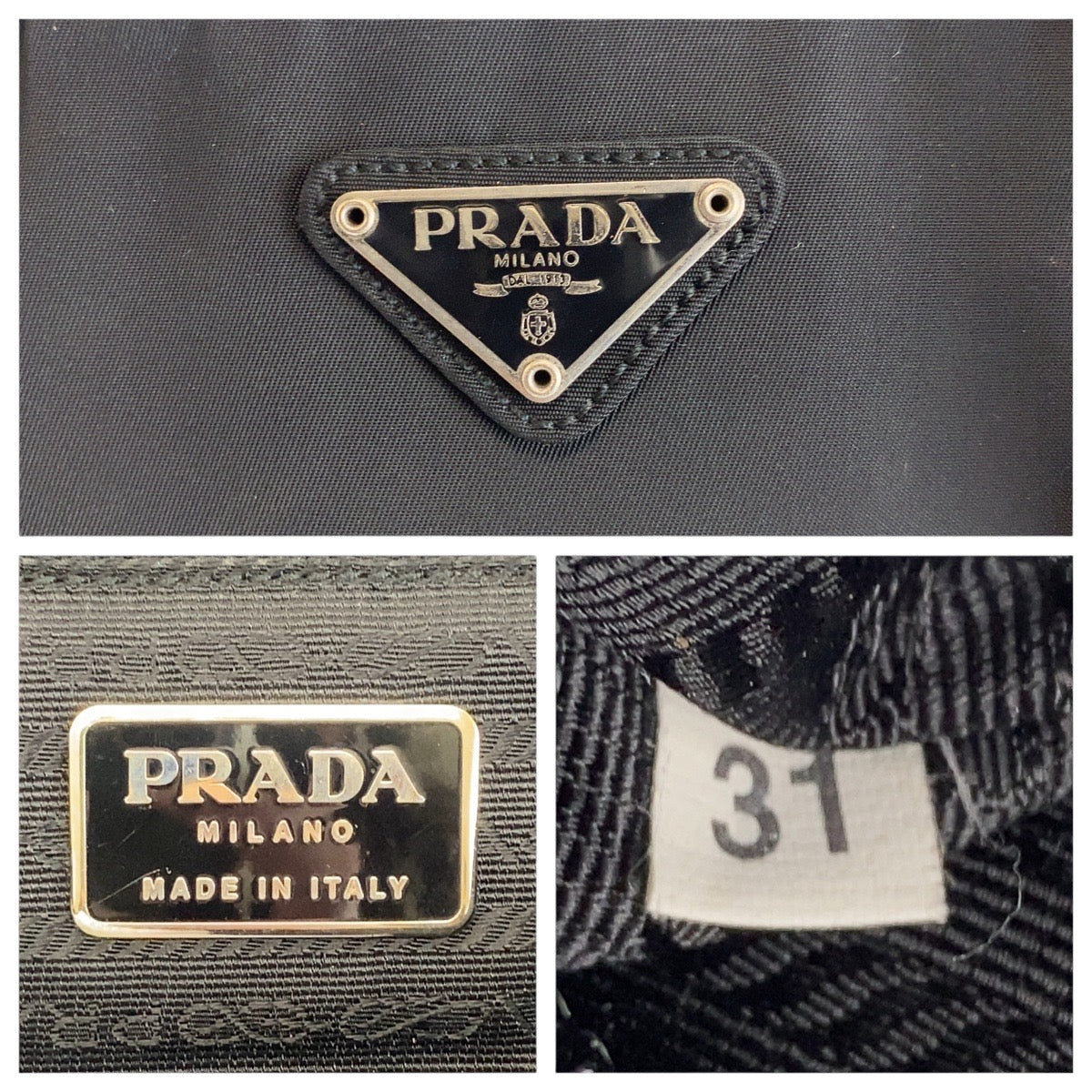 15556
PRADA プラダ テスート 三角ロゴプレート ブラック 黒 シルバー金具 ナイロン トートバッグ ハンドバッグ  レディース