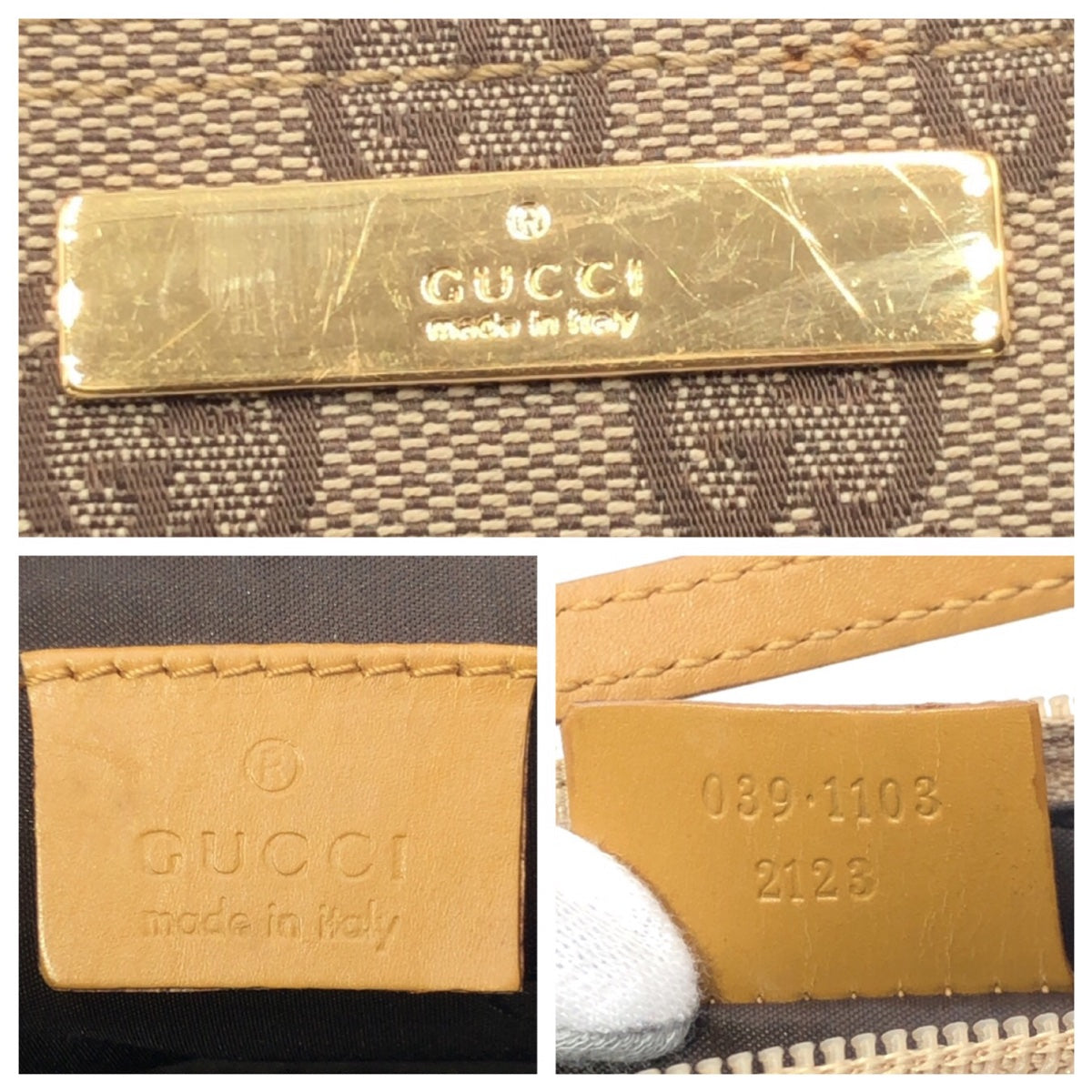 15557
GUCCI グッチ GG柄 ブラウン GGキャンバス 039 1103 2123 ハンドバッグ アクセサリーポーチ  レディース