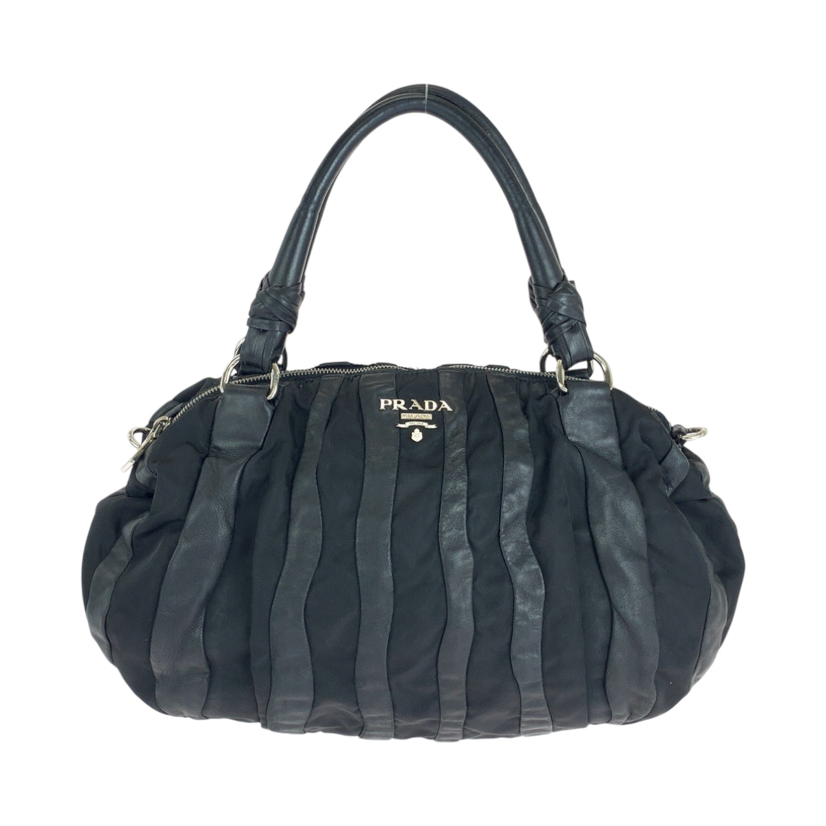 15558
PRADA プラダ テスート クリムソン ブラック 黒 シルバー金具 ナイロン / レザー BL0538 ハンドバッグ トートバッグ ショルダーバッグ  レディース
