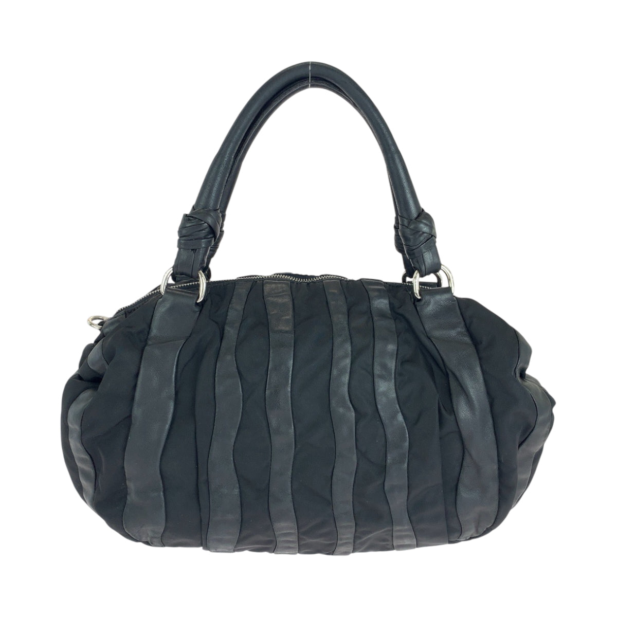 15558
PRADA プラダ テスート クリムソン ブラック 黒 シルバー金具 ナイロン / レザー BL0538 ハンドバッグ トートバッグ ショルダーバッグ  レディース