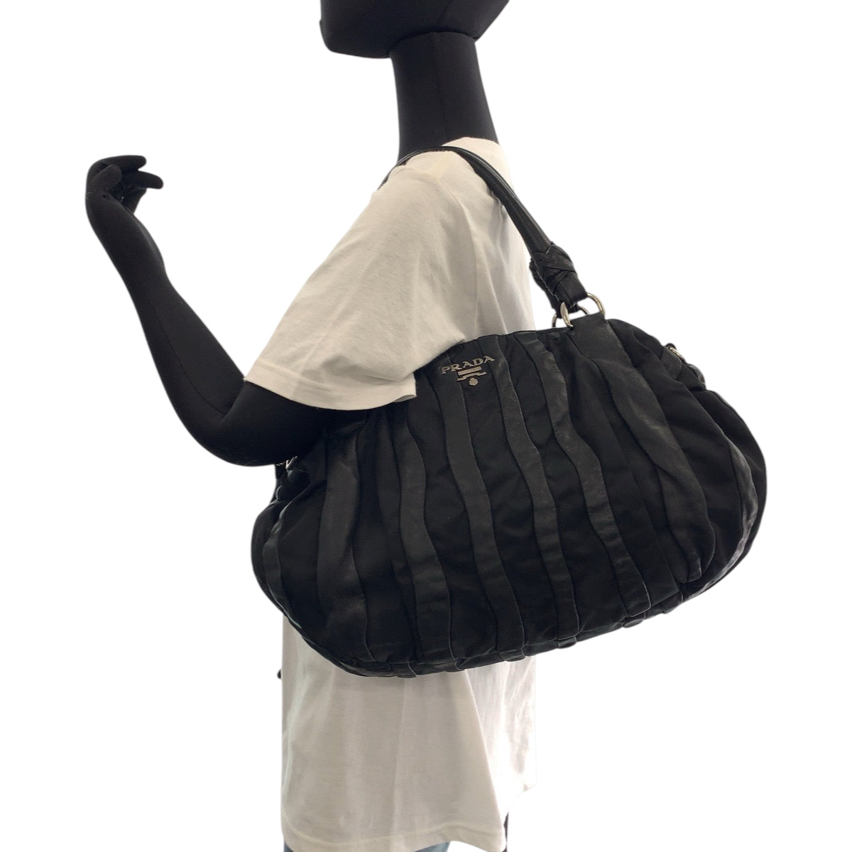 15558
PRADA プラダ テスート クリムソン ブラック 黒 シルバー金具 ナイロン / レザー BL0538 ハンドバッグ トートバッグ ショルダーバッグ  レディース