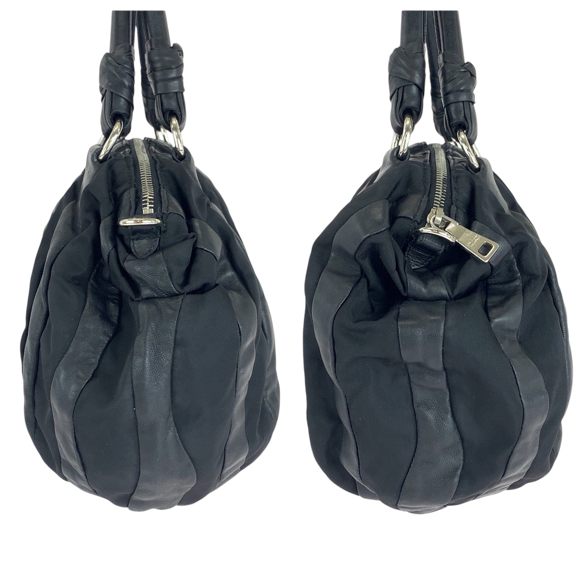 15558
PRADA プラダ テスート クリムソン ブラック 黒 シルバー金具 ナイロン / レザー BL0538 ハンドバッグ トートバッグ ショルダーバッグ  レディース