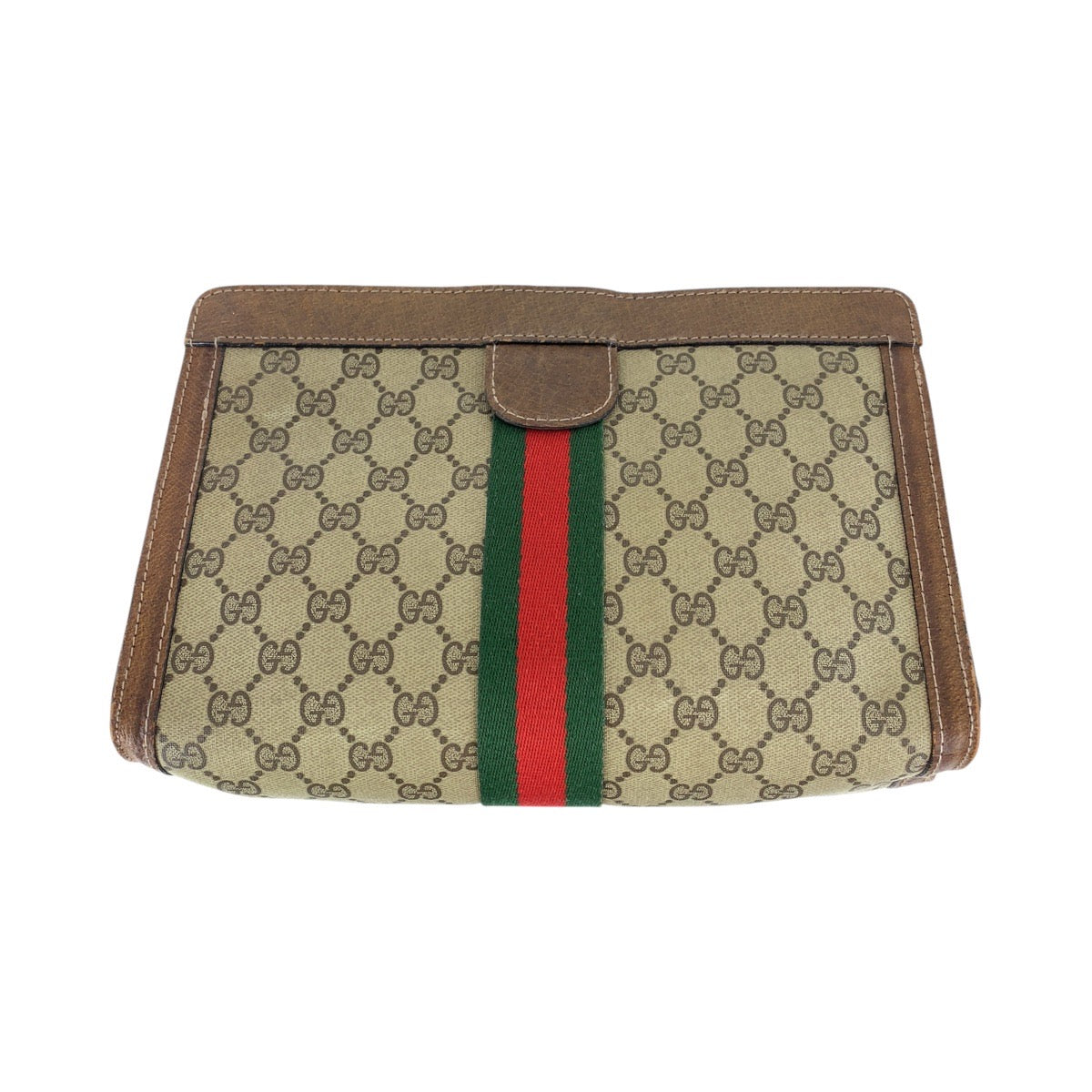 15560
GUCCI グッチ ヴィンテージ オールドグッチ シェリーライン ブラウン GGスプリームキャンバス / レザー クラッチバッグ セカンドバッグ 男女兼用  レディース