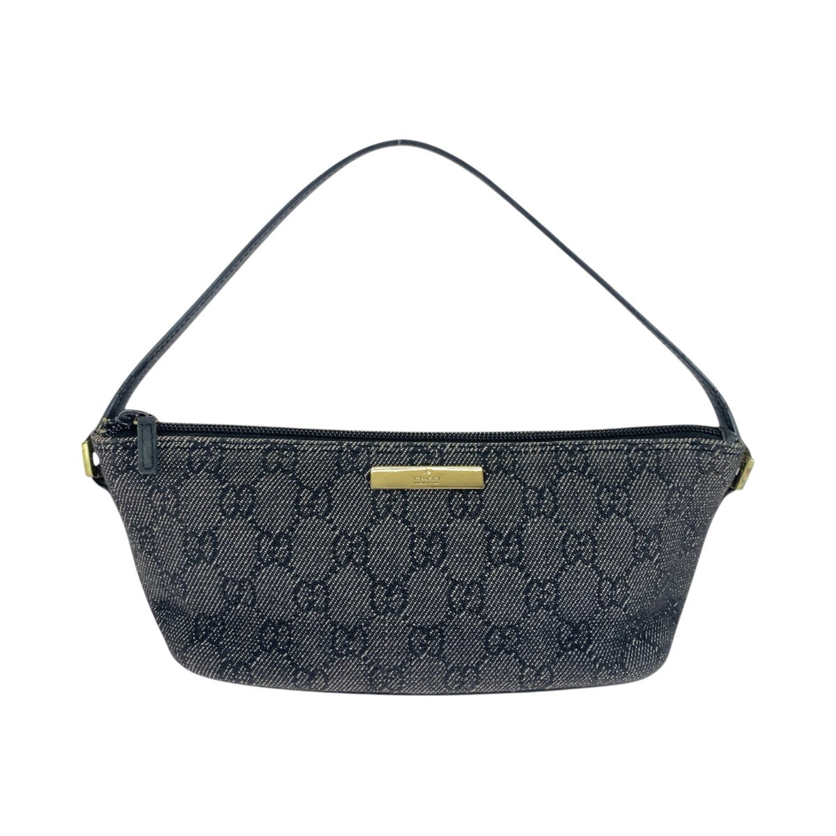 15562
GUCCI グッチ ブラック 黒 ゴールド金具 GGキャンバス / レザー 07198 ハンドバッグ アクセサリーポーチ  レディース
