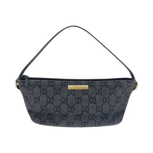 15562
GUCCI グッチ ブラック 黒 ゴールド金具 GGキャンバス / レザー 07198 ハンドバッグ アクセサリーポーチ  レディース