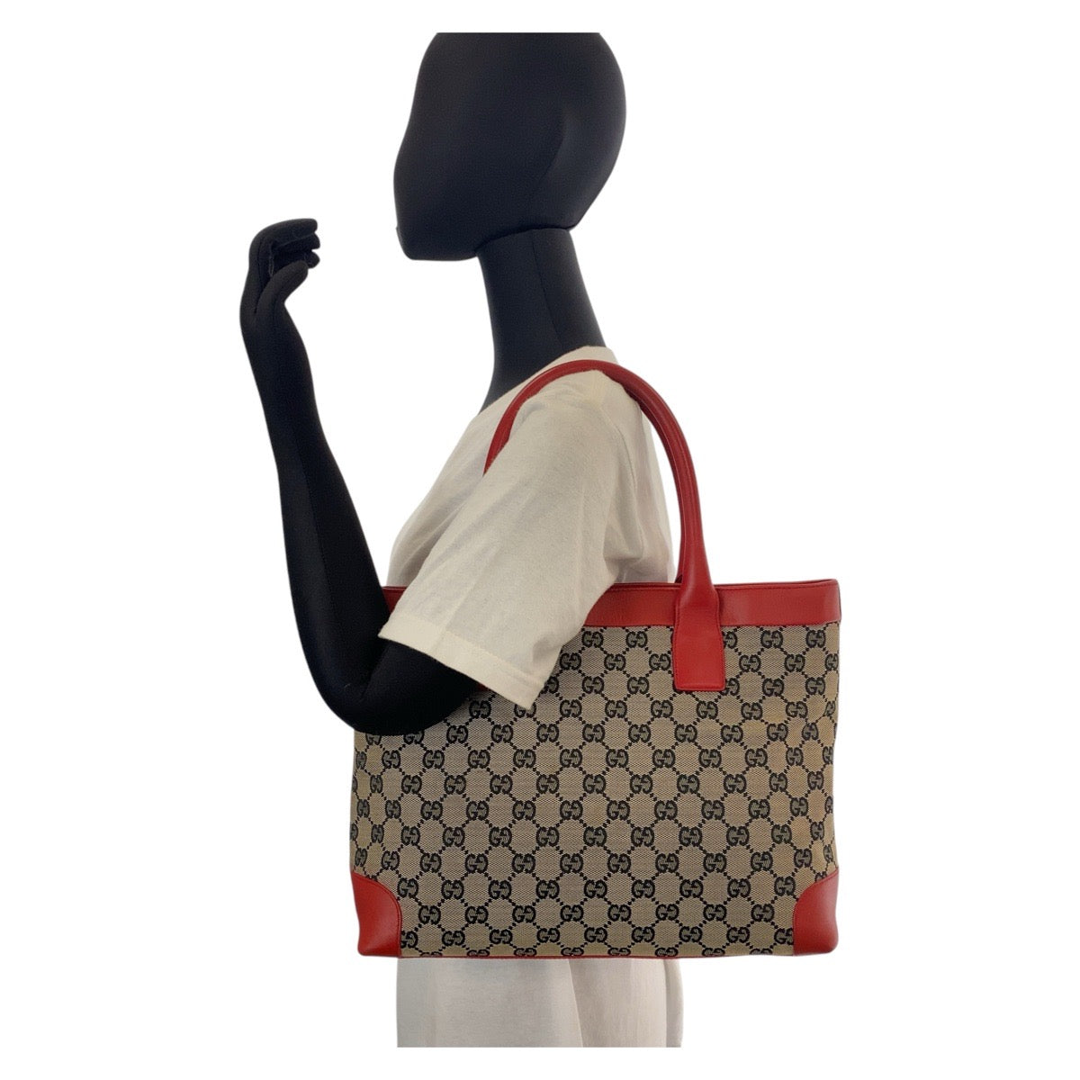 15564
GUCCI グッチ ベージュ レッド GGキャンバス / レザー 002 1119 トートバッグ ショルダーバッグ  レディース