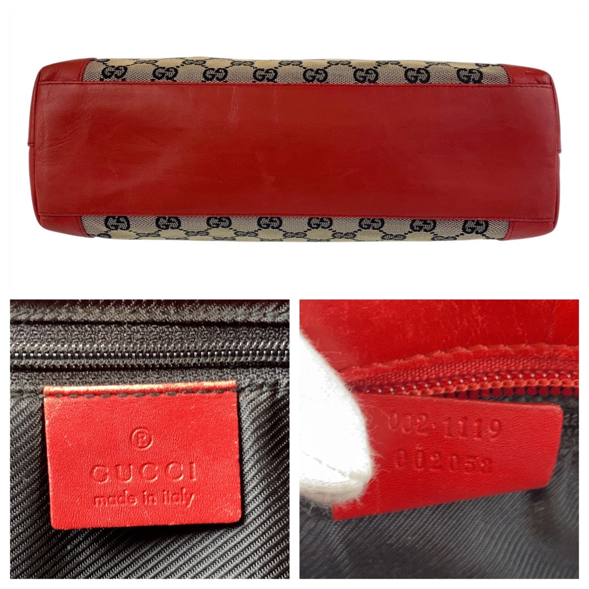 15564
GUCCI グッチ ベージュ レッド GGキャンバス / レザー 002 1119 トートバッグ ショルダーバッグ  レディース