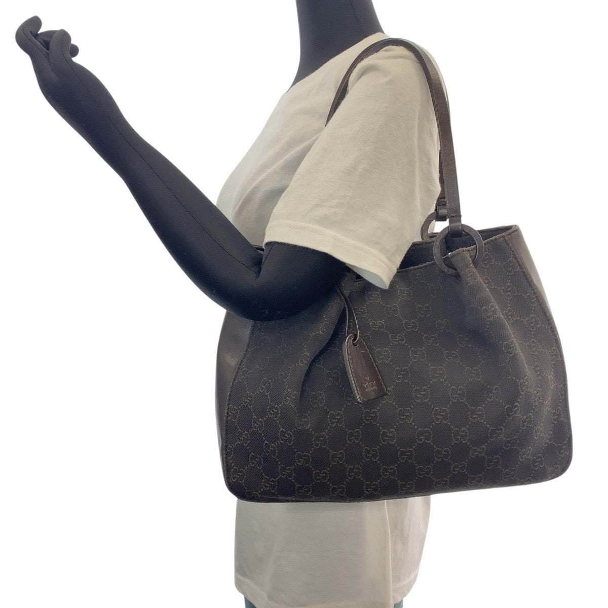 15566
GUCCI グッチ ブラウン GGキャンバス / レザー 101919 トートバッグ ショルダーバッグ  レディース