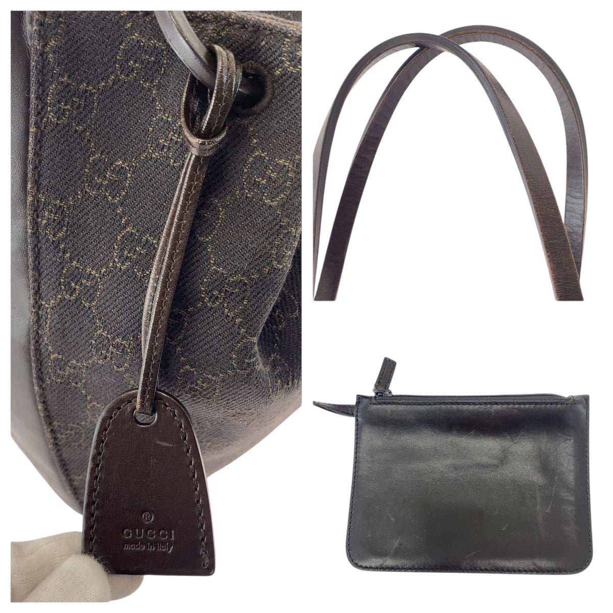 15566
GUCCI グッチ ブラウン GGキャンバス / レザー 101919 トートバッグ ショルダーバッグ  レディース
