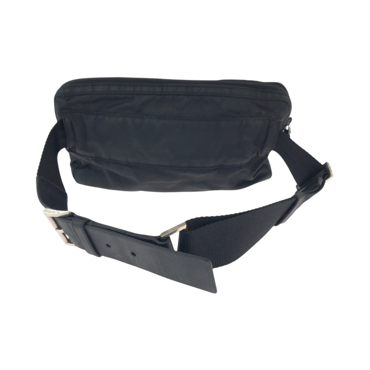 15567
PRADA プラダ テスート 三角ロゴプレート ブラック 黒 シルバー金具 ナイロン BM0008 ウエストバッグ バムバッグ  レディース