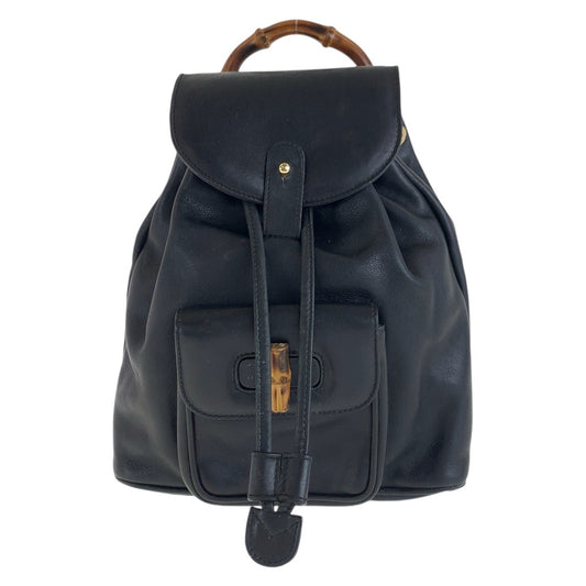 15569
GUCCI グッチ バンブー ブラック 黒 ゴールド金具 レザー 003 3444 0030 リュック・デイパック バックパック  レディース ABP28