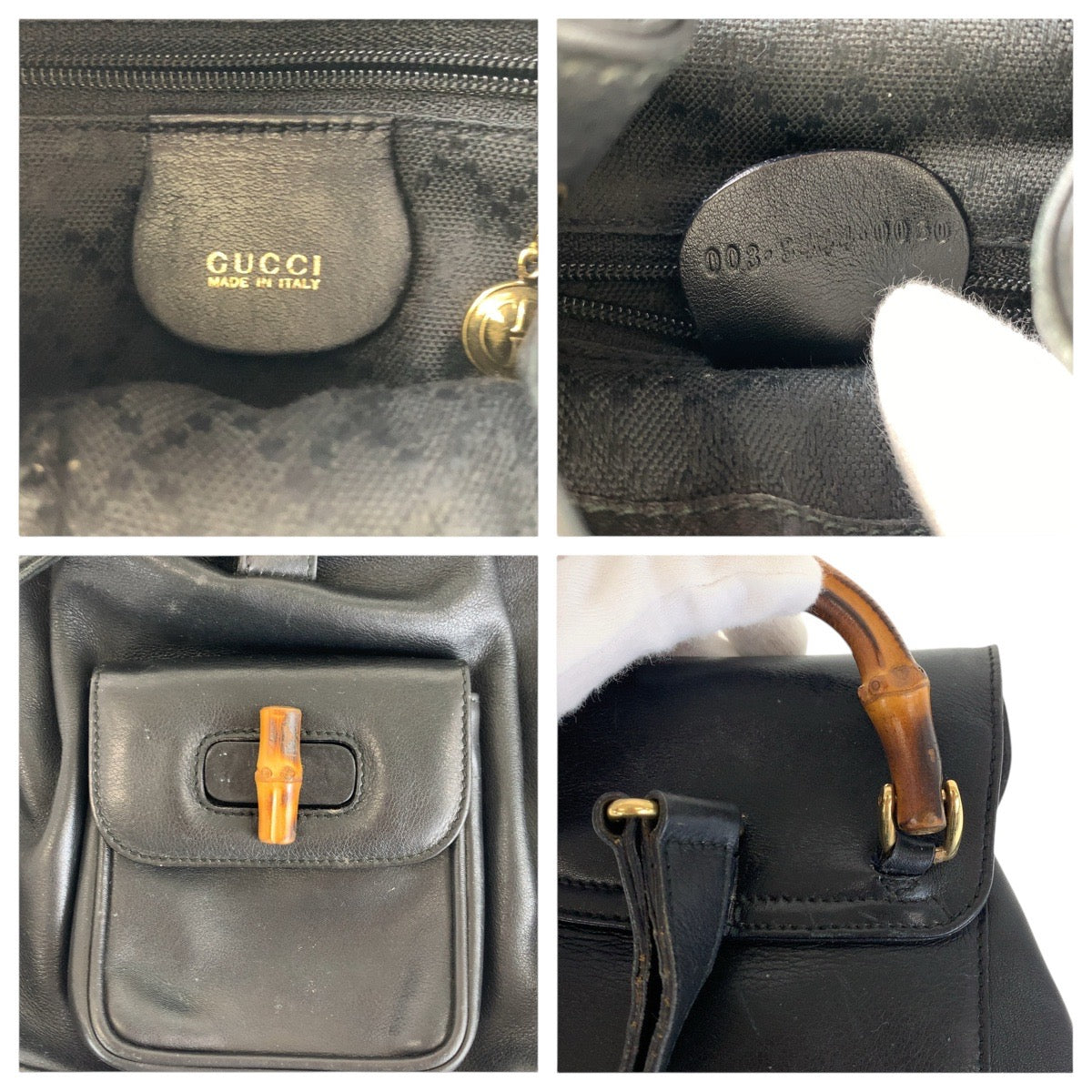 15569
GUCCI グッチ バンブー ブラック 黒 ゴールド金具 レザー 003 3444 0030 リュック・デイパック バックパック  レディース ABP28