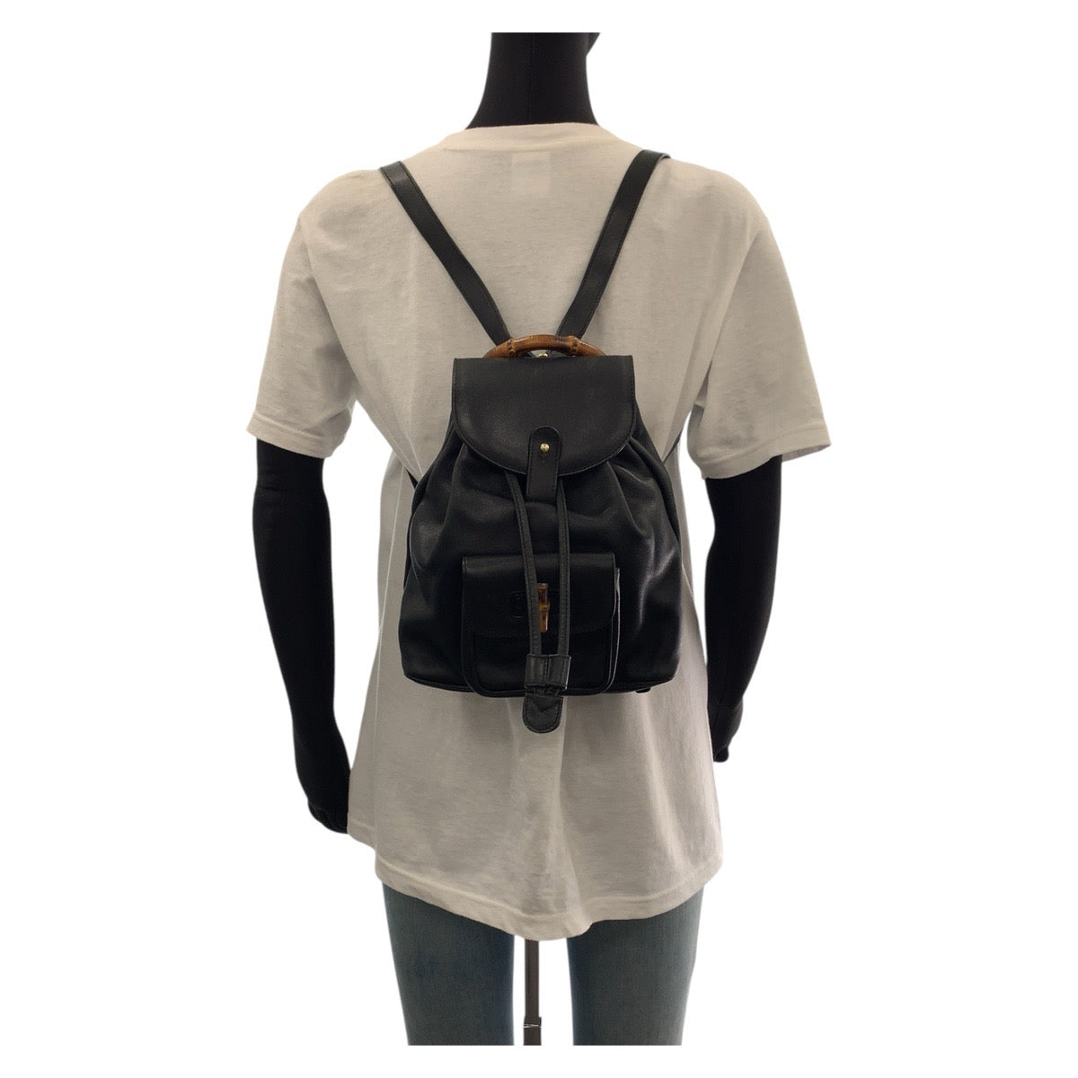 15569
GUCCI グッチ バンブー ブラック 黒 ゴールド金具 レザー 003 3444 0030 リュック・デイパック バックパック  レディース ABP28