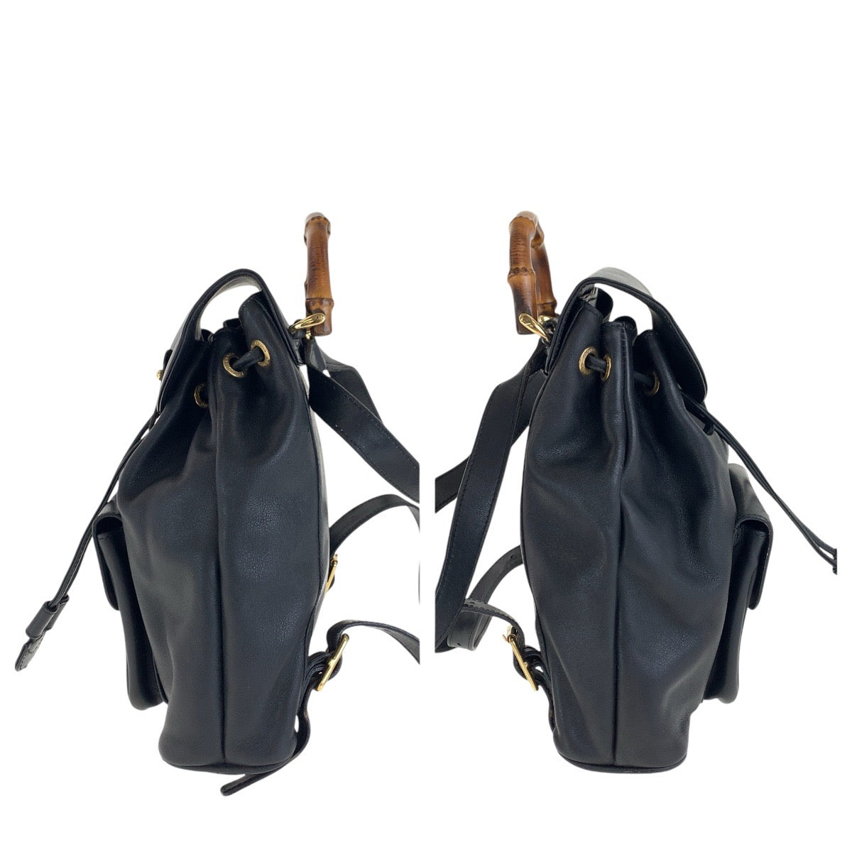 15569
GUCCI グッチ バンブー ブラック 黒 ゴールド金具 レザー 003 3444 0030 リュック・デイパック バックパック  レディース ABP28