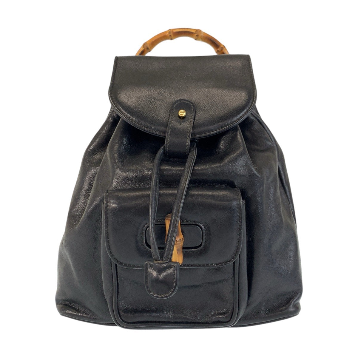 15570
GUCCI グッチ バンブー ブラック 黒 ゴールド金具 レザー 003 1705 0030 リュック バックパック  レディース