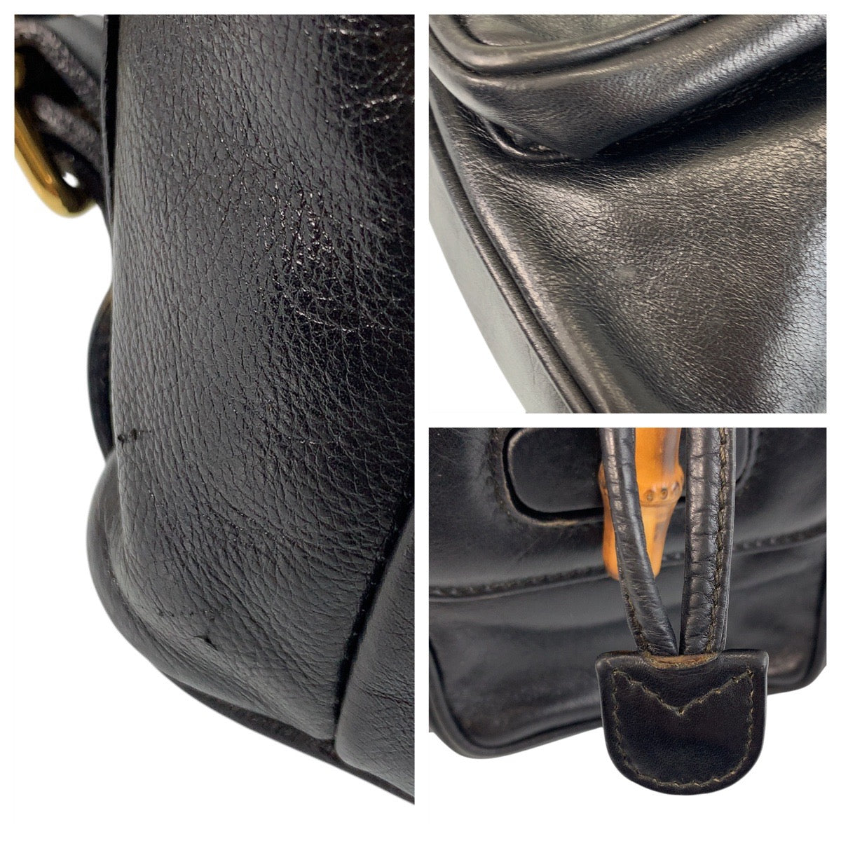 15570
GUCCI グッチ バンブー ブラック 黒 ゴールド金具 レザー 003 1705 0030 リュック バックパック  レディース