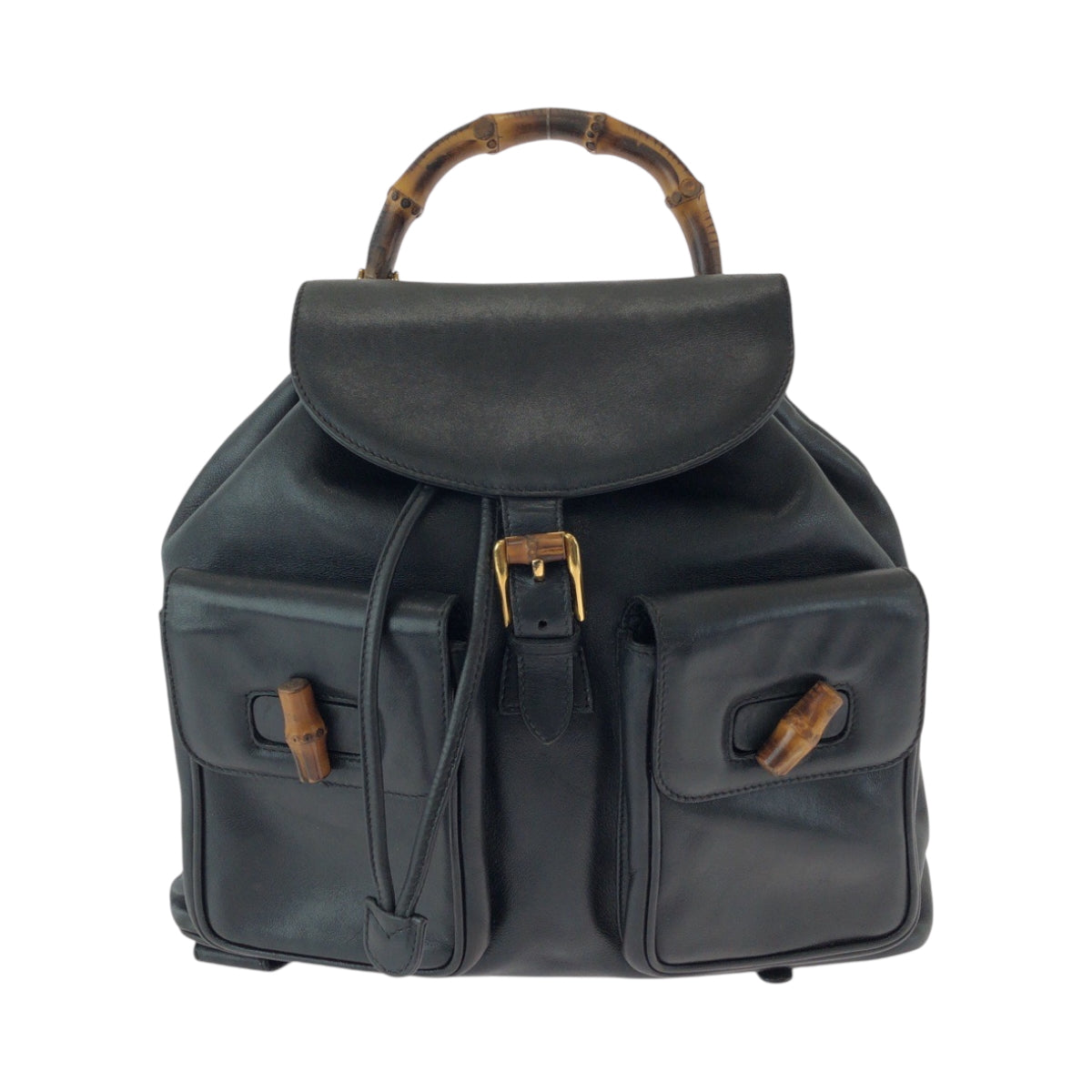 15571
GUCCI グッチ ヴィンテージ バンブー オールドグッチ ブラック 黒 ブラウン レザー 003 2058 0016 リュックサック バックパック  レディース ABP39