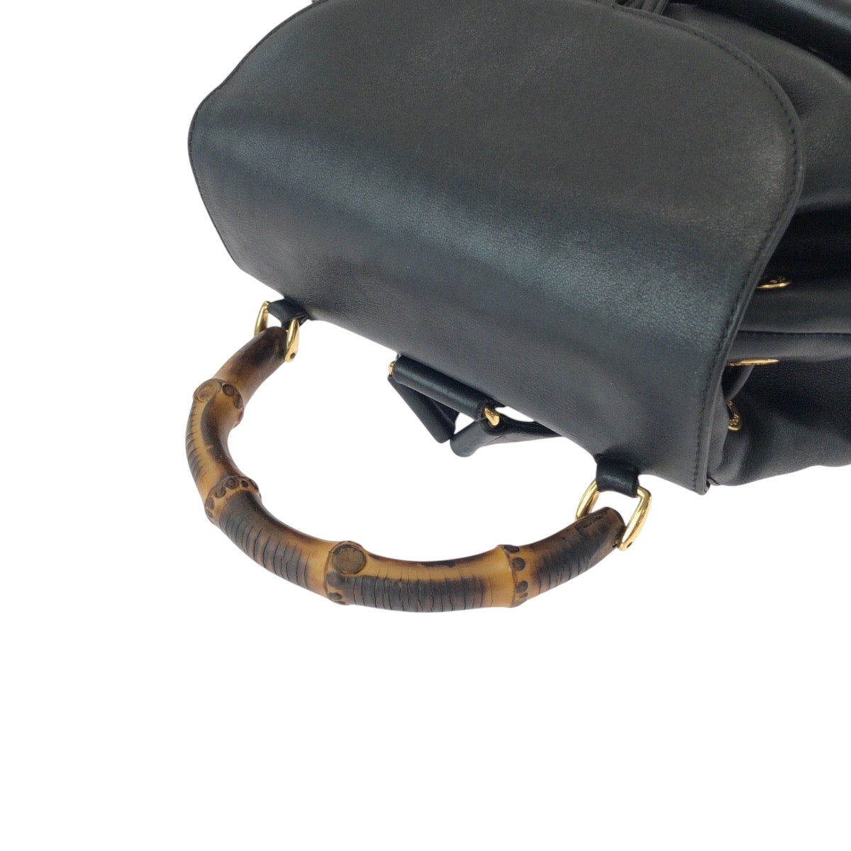 15571
GUCCI グッチ ヴィンテージ バンブー オールドグッチ ブラック 黒 ブラウン レザー 003 2058 0016 リュックサック バックパック  レディース ABP39