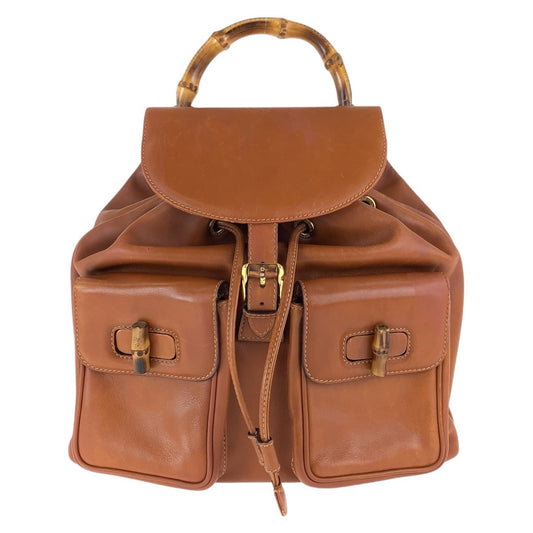 15572
GUCCI グッチ バンブー ライトブラウン キャメル ゴールド金具 レザー 003 1998 0016 リュック・デイパック バックパック  レディース