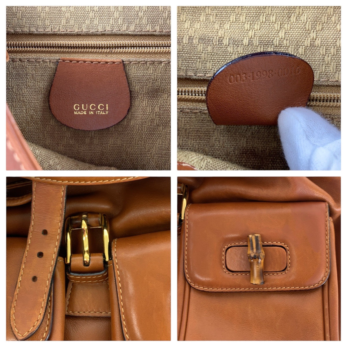 15572
GUCCI グッチ バンブー ライトブラウン キャメル ゴールド金具 レザー 003 1998 0016 リュック・デイパック バックパック  レディース