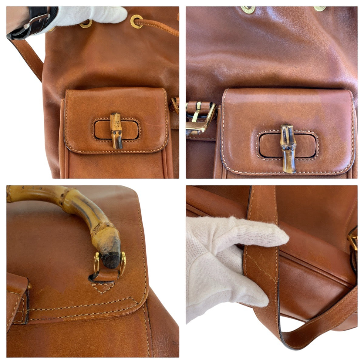15572
GUCCI グッチ バンブー ライトブラウン キャメル ゴールド金具 レザー 003 1998 0016 リュック・デイパック バックパック  レディース