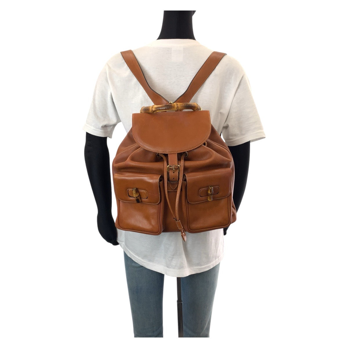 15572
GUCCI グッチ バンブー ライトブラウン キャメル ゴールド金具 レザー 003 1998 0016 リュック・デイパック バックパック  レディース