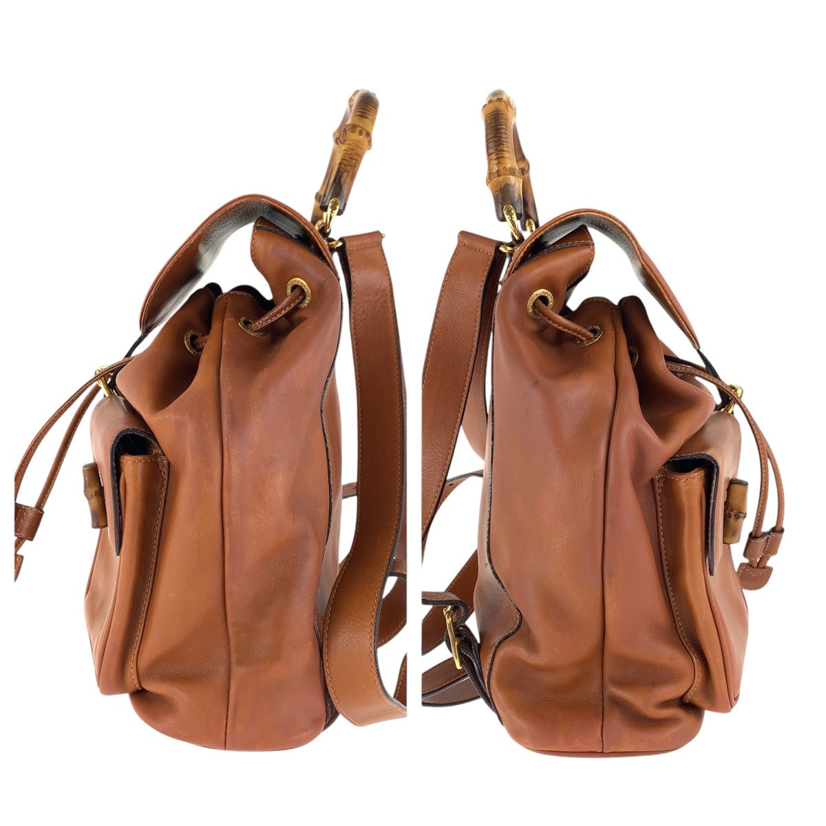 15572
GUCCI グッチ バンブー ライトブラウン キャメル ゴールド金具 レザー 003 1998 0016 リュック・デイパック バックパック  レディース