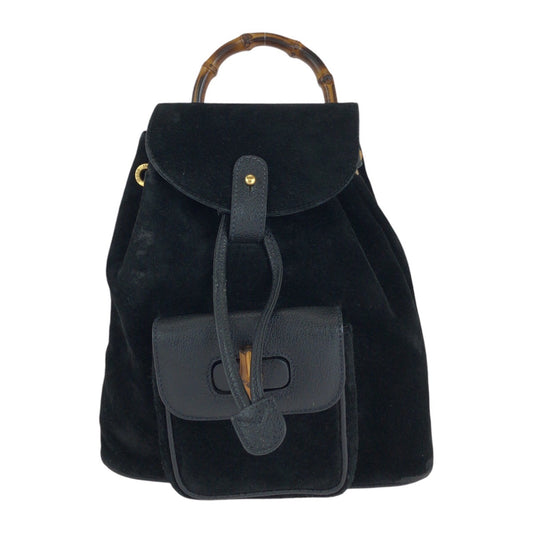 15573
GUCCI グッチ バンブー ブラック 黒 ゴールド金具 スウェード / レザー 003 1705 リュック バッグパック  レディース ABP28