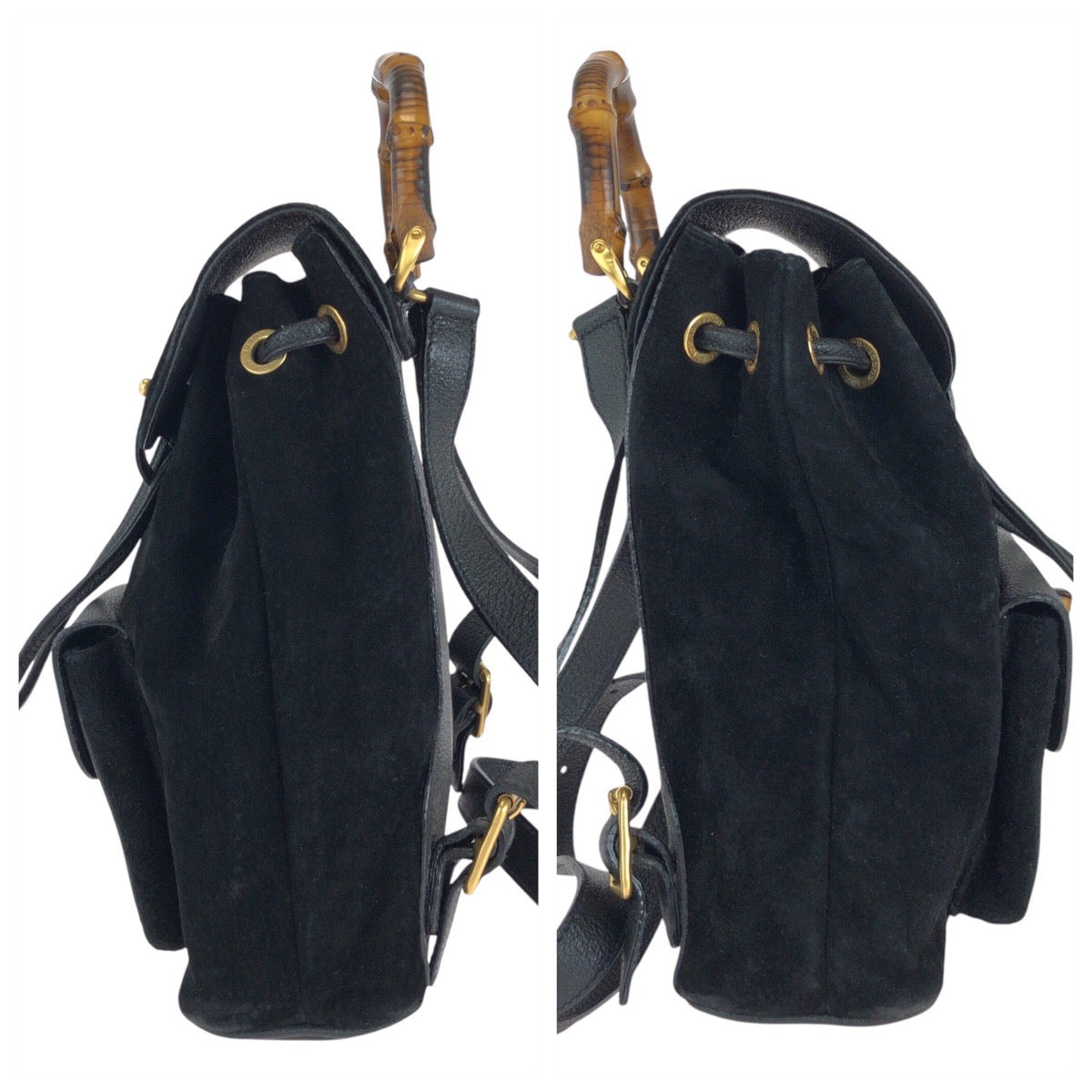 15573
GUCCI グッチ バンブー ブラック 黒 ゴールド金具 スウェード / レザー 003 1705 リュック バッグパック  レディース ABP28