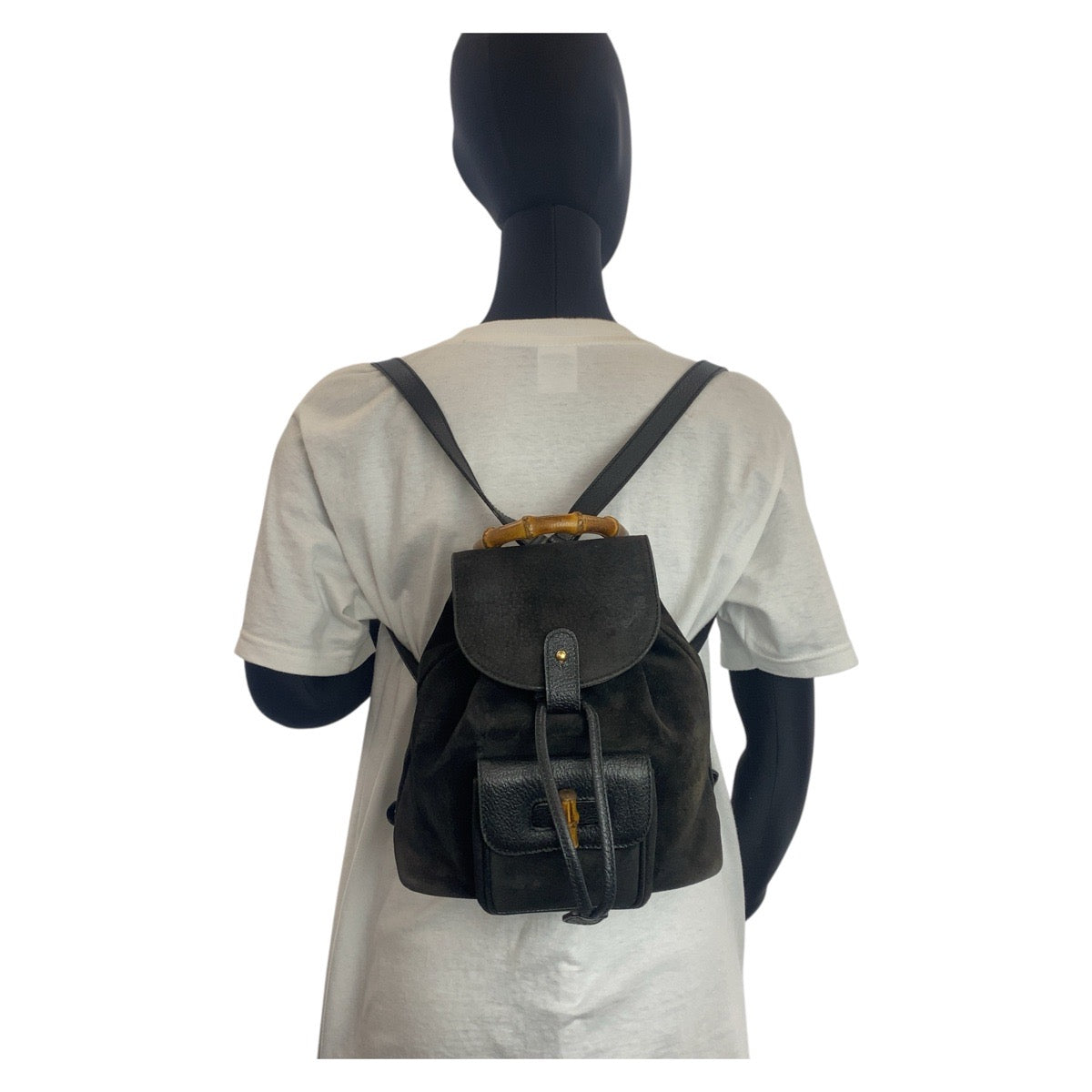 15575
GUCCI グッチ バンブー ブラック 黒 ゴールド金具 スウェード / レザー 003 1705 0030 リュック バッグパック  レディース AB17