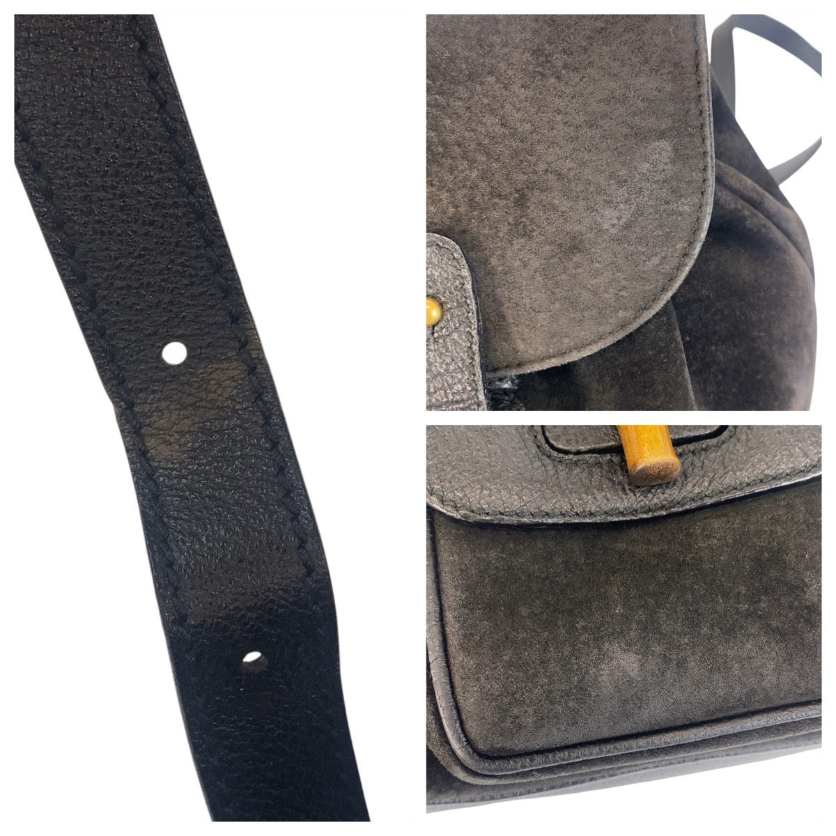 15575
GUCCI グッチ バンブー ブラック 黒 ゴールド金具 スウェード / レザー 003 1705 0030 リュック バッグパック  レディース AB17