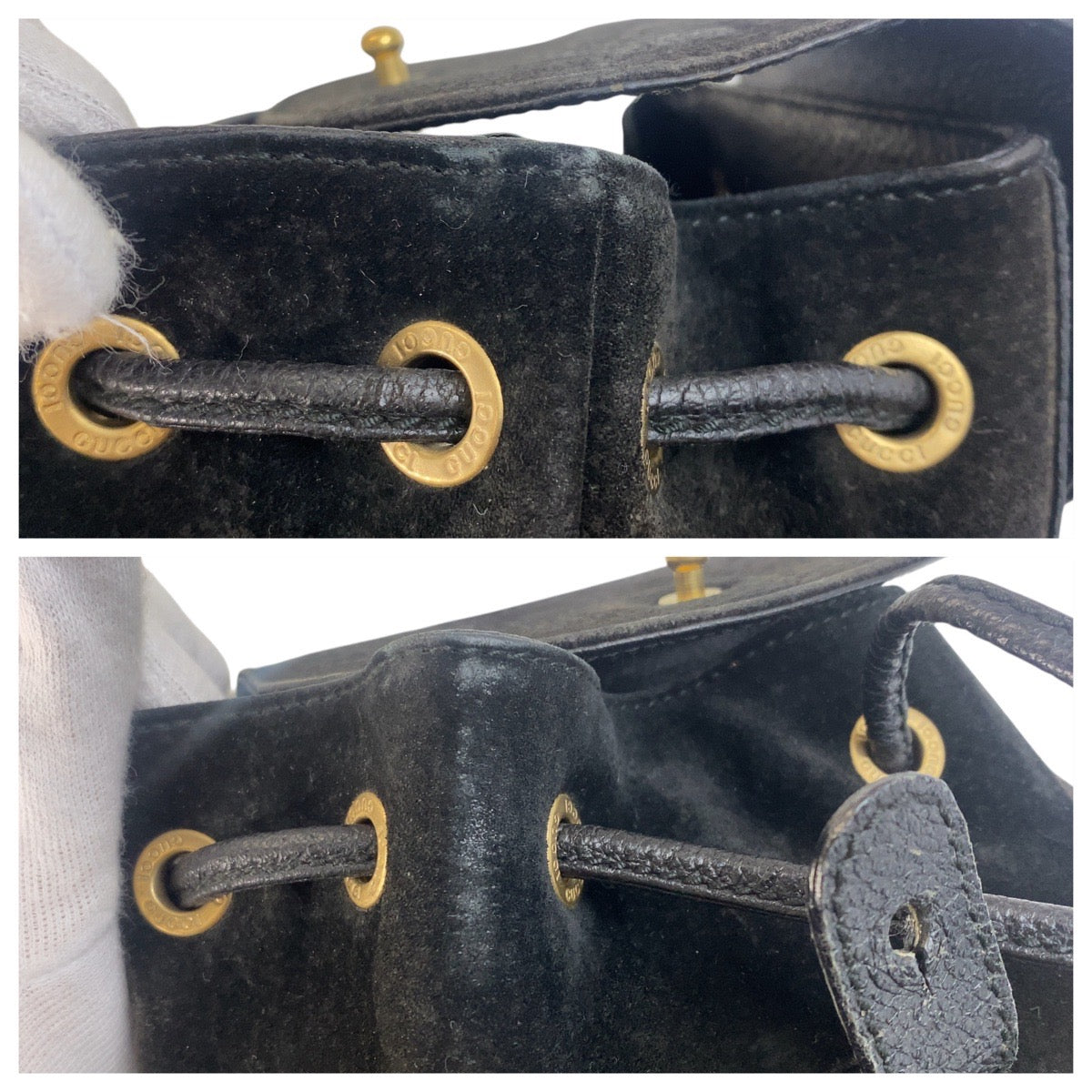 15575
GUCCI グッチ バンブー ブラック 黒 ゴールド金具 スウェード / レザー 003 1705 0030 リュック バッグパック  レディース AB17