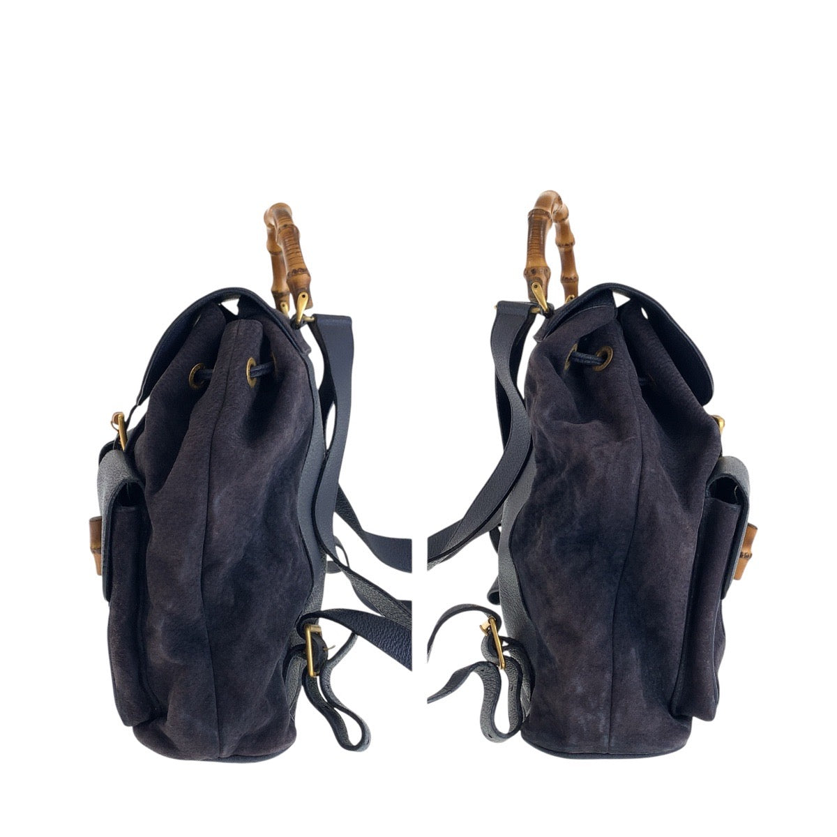 15576
GUCCI グッチ バンブー ネイビー ゴールド金具 スウェード / レザー 003 2058 0016 リュック・デイパック バックパック  レディース