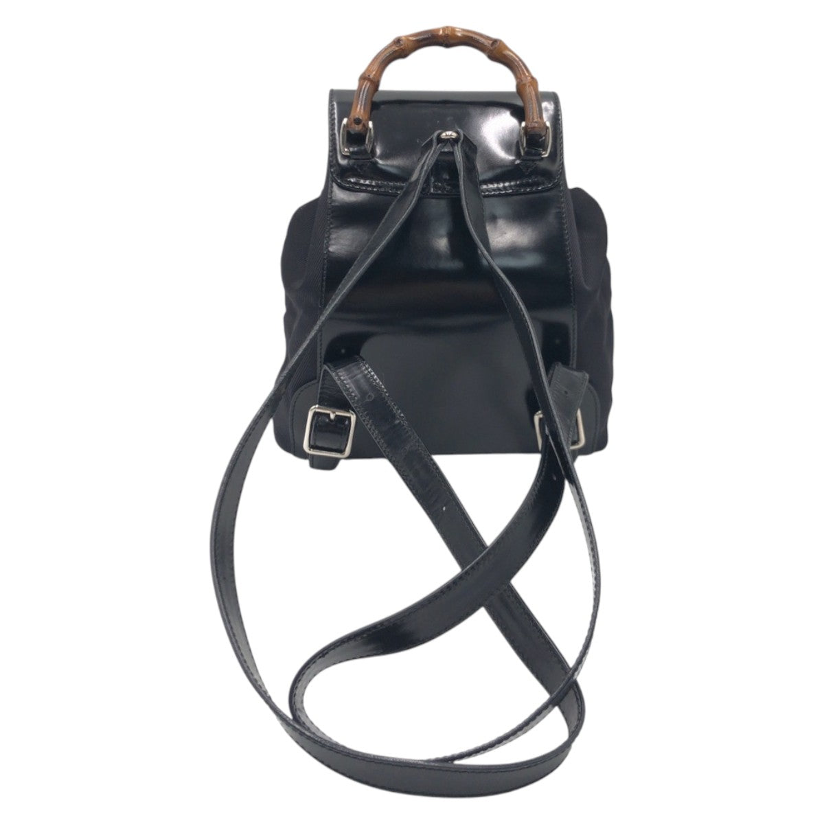 15577
GUCCI グッチ バンブー ブラック シルバー金具 ナイロン / エナメル 0032852 リュック デイパック リュックサック バックパック 男女兼用 レディース AB9999999