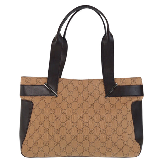 15578
GUCCI グッチ ベージュ ブラウン GGキャンバス / レザー 73983 トートバッグ ショルダーバッグ  レディース