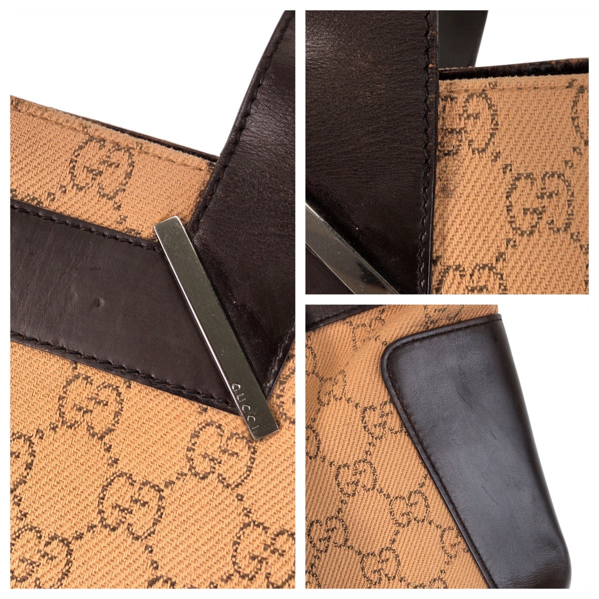 15578
GUCCI グッチ ベージュ ブラウン GGキャンバス / レザー 73983 トートバッグ ショルダーバッグ  レディース