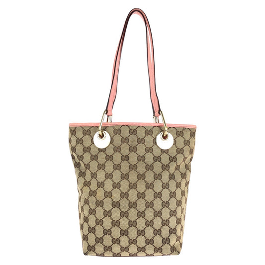 15579
GUCCI グッチ ベージュ ピンク ゴールド金具 GGキャンバス / レザー 120840 トートバッグ ショルダーバッグ  レディース