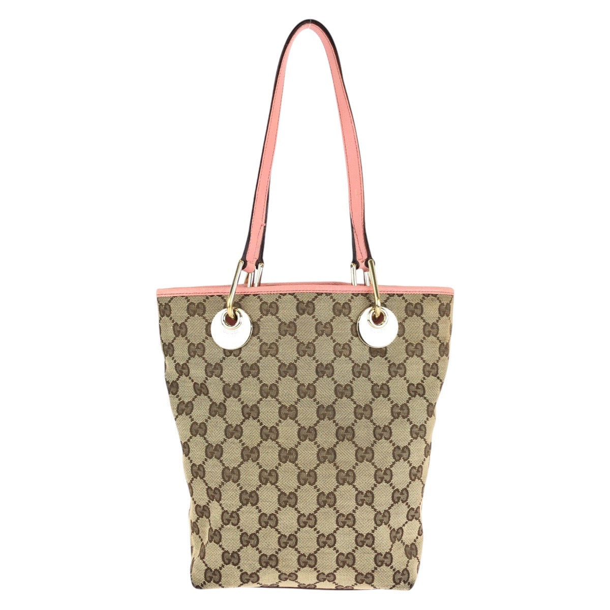 15579
GUCCI グッチ ベージュ ピンク ゴールド金具 GGキャンバス / レザー 120840 トートバッグ ショルダーバッグ  レディース