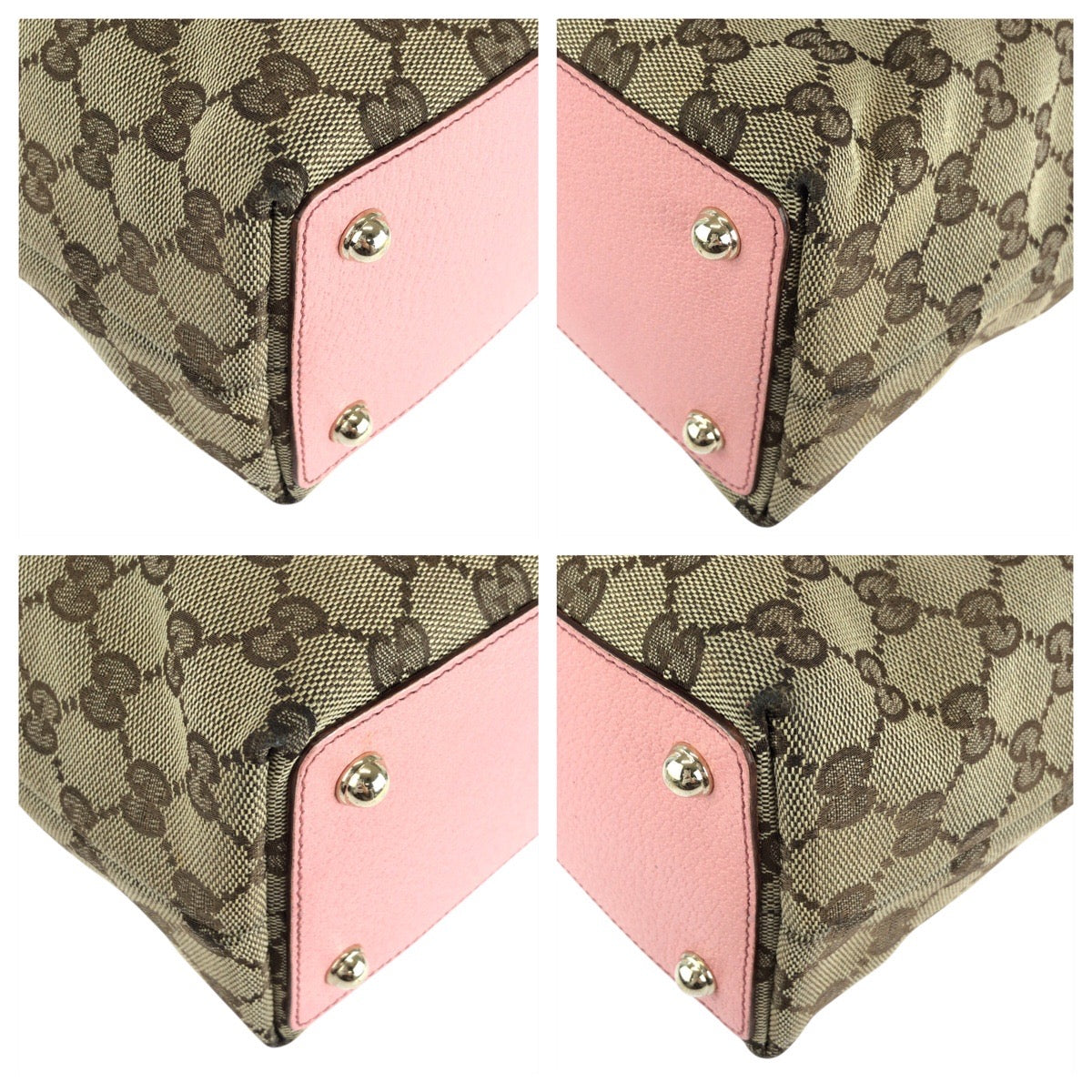 15579
GUCCI グッチ ベージュ ピンク ゴールド金具 GGキャンバス / レザー 120840 トートバッグ ショルダーバッグ  レディース