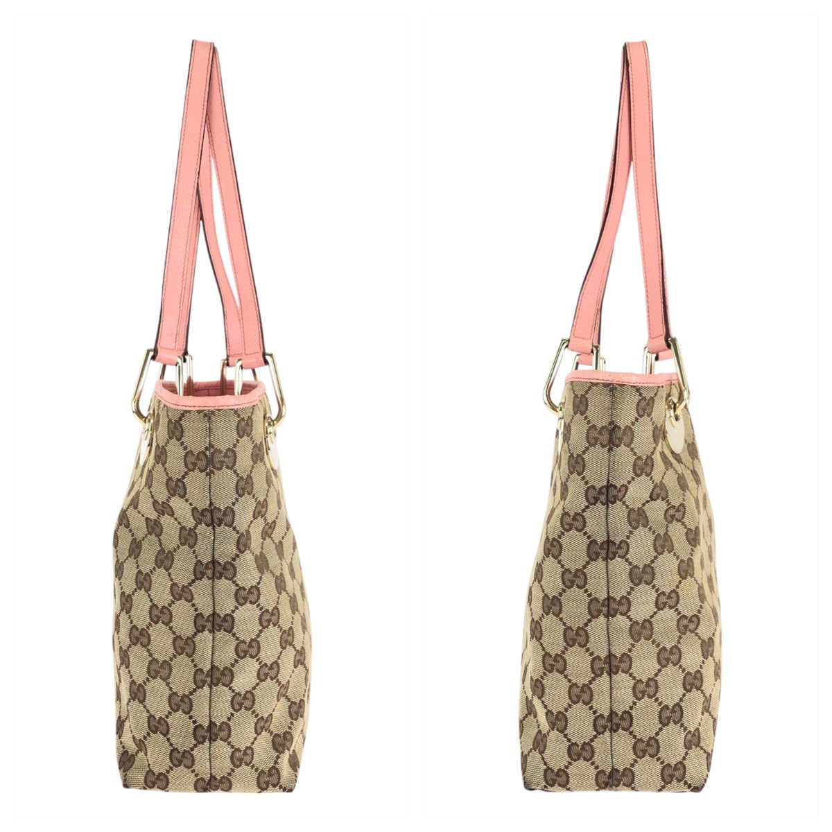 15579
GUCCI グッチ ベージュ ピンク ゴールド金具 GGキャンバス / レザー 120840 トートバッグ ショルダーバッグ  レディース