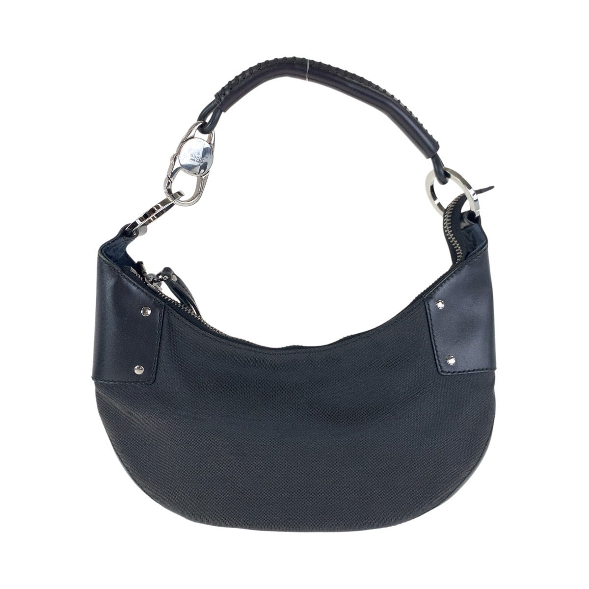15580
GUCCI グッチ ホーボー ブラック 黒 シルバー金具 キャンバス / レザー 109208 ショルダーバッグ レディース A30