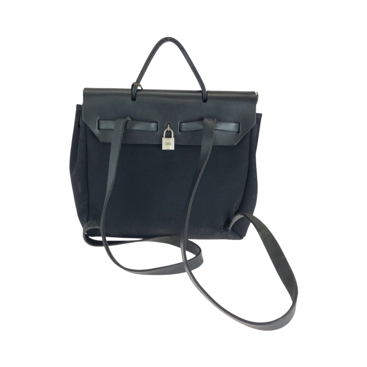 15583
HERMES エルメス エールバッグアドPM ブラック 黒 シルバー金具 キャンバス / レザー リュックサック バックパック ▫︎C刻印  レディース