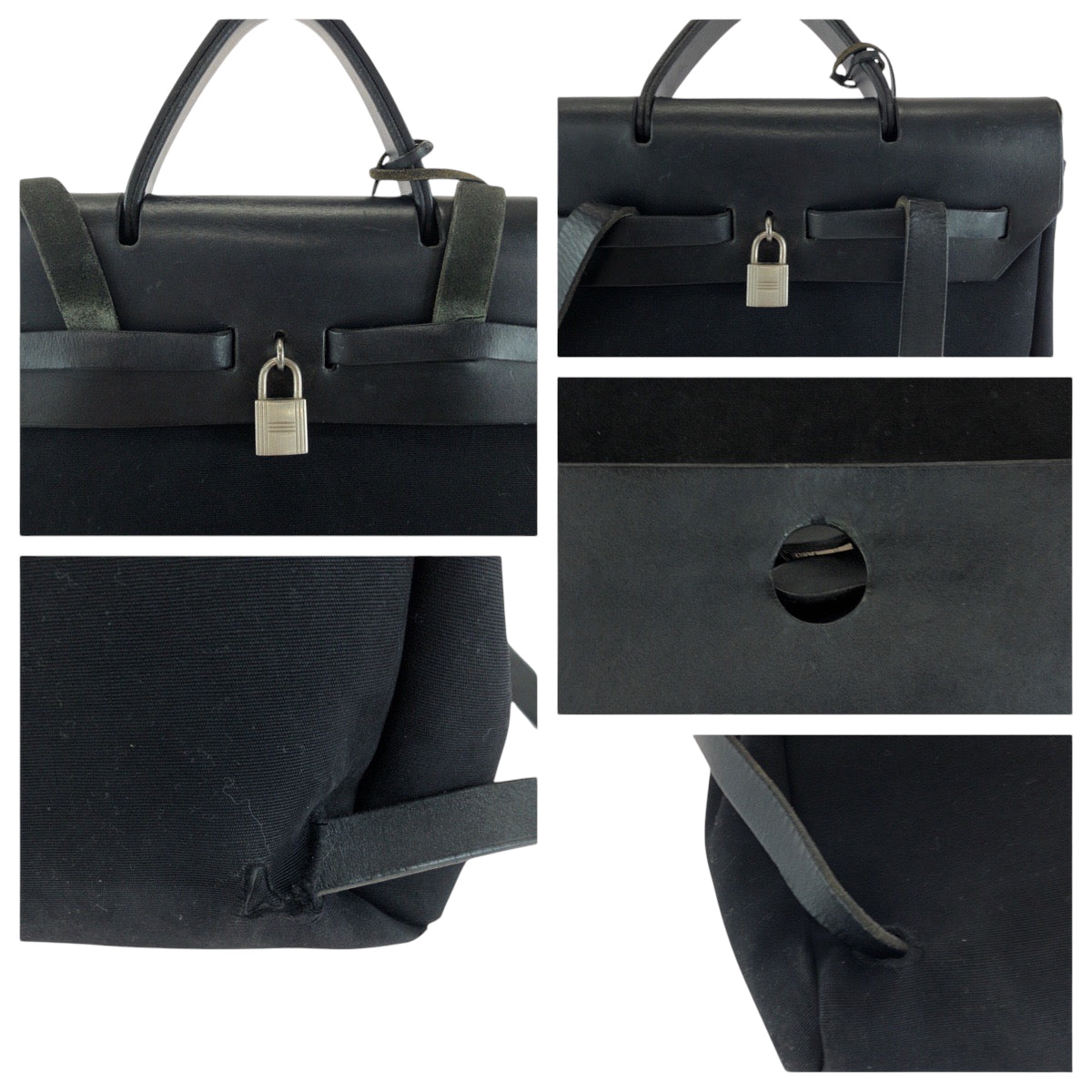 15583
HERMES エルメス エールバッグアドPM ブラック 黒 シルバー金具 キャンバス / レザー リュックサック バックパック ▫︎C刻印  レディース