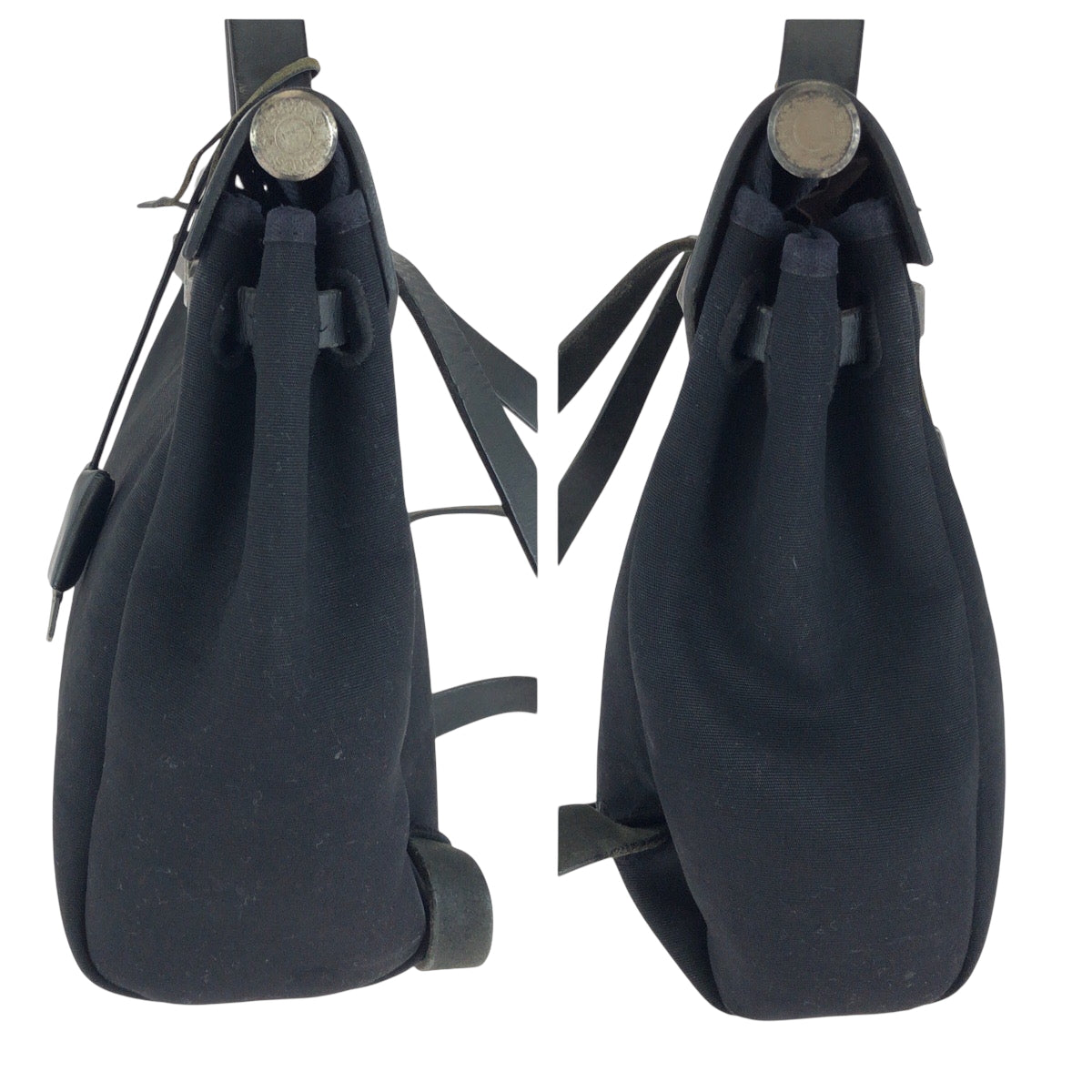 15583
HERMES エルメス エールバッグアドPM ブラック 黒 シルバー金具 キャンバス / レザー リュックサック バックパック ▫︎C刻印  レディース