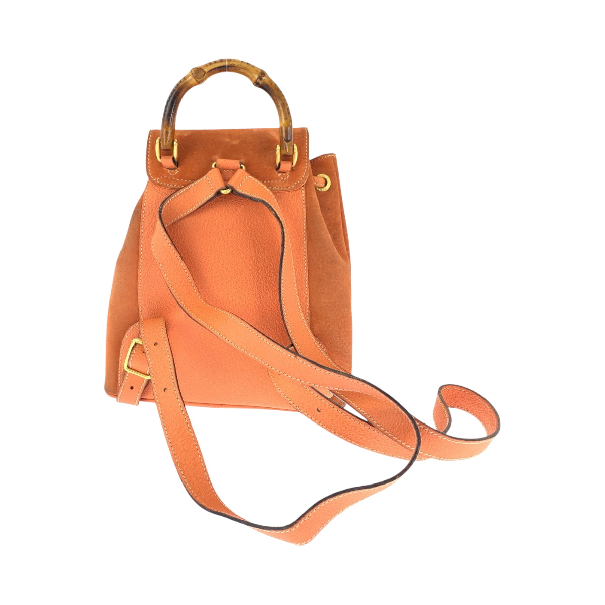15574
GUCCI グッチ バンブー オレンジ ブラウン ゴールド金具 スウェード 003 3444 0030 リュックサック バックパック  レディース AB16