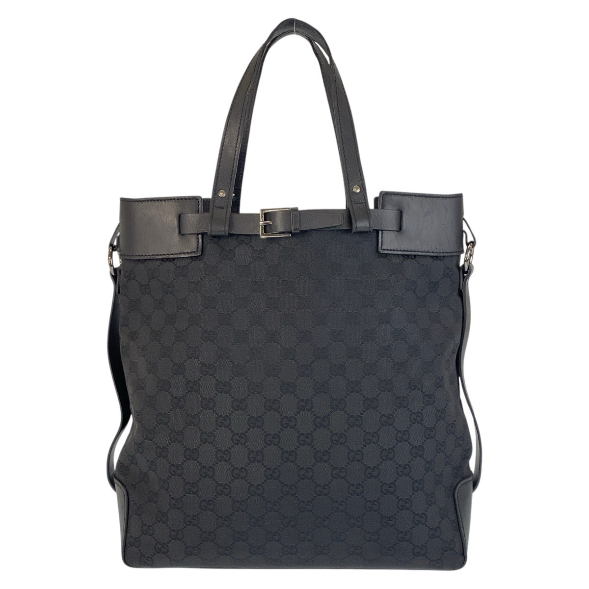 15586
GUCCI グッチ ブラック 黒 GGキャンバス / レザー 107736 トートバッグ ショルダーバッグ  レディース