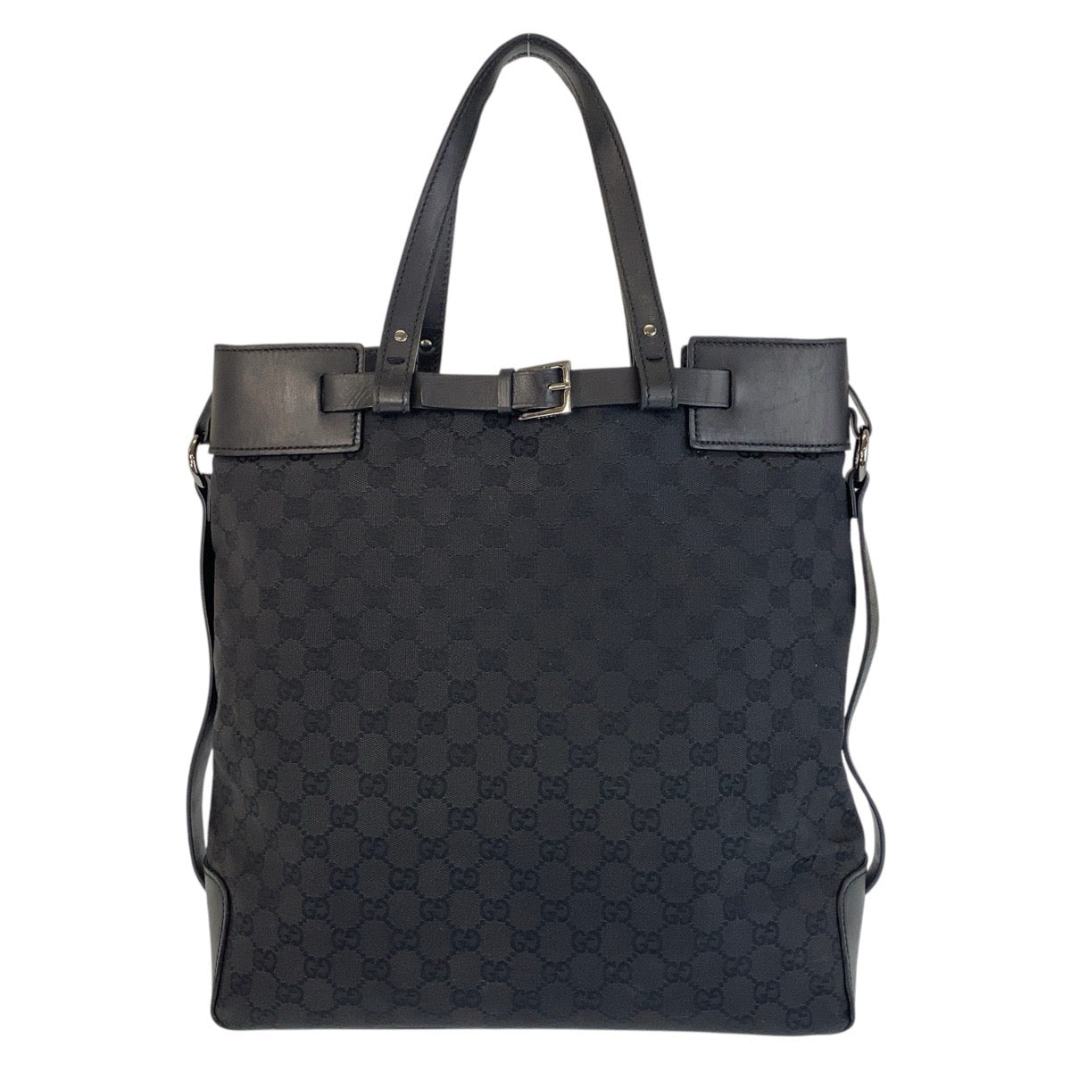 15586
GUCCI グッチ ブラック 黒 GGキャンバス / レザー 107736 トートバッグ ショルダーバッグ  レディース