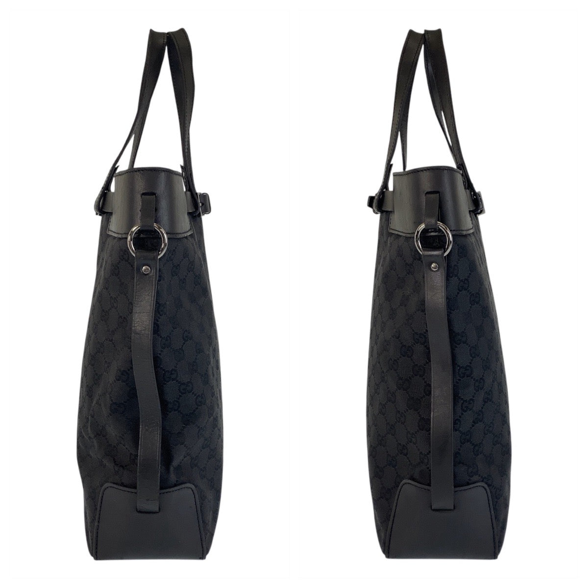 15586
GUCCI グッチ ブラック 黒 GGキャンバス / レザー 107736 トートバッグ ショルダーバッグ  レディース