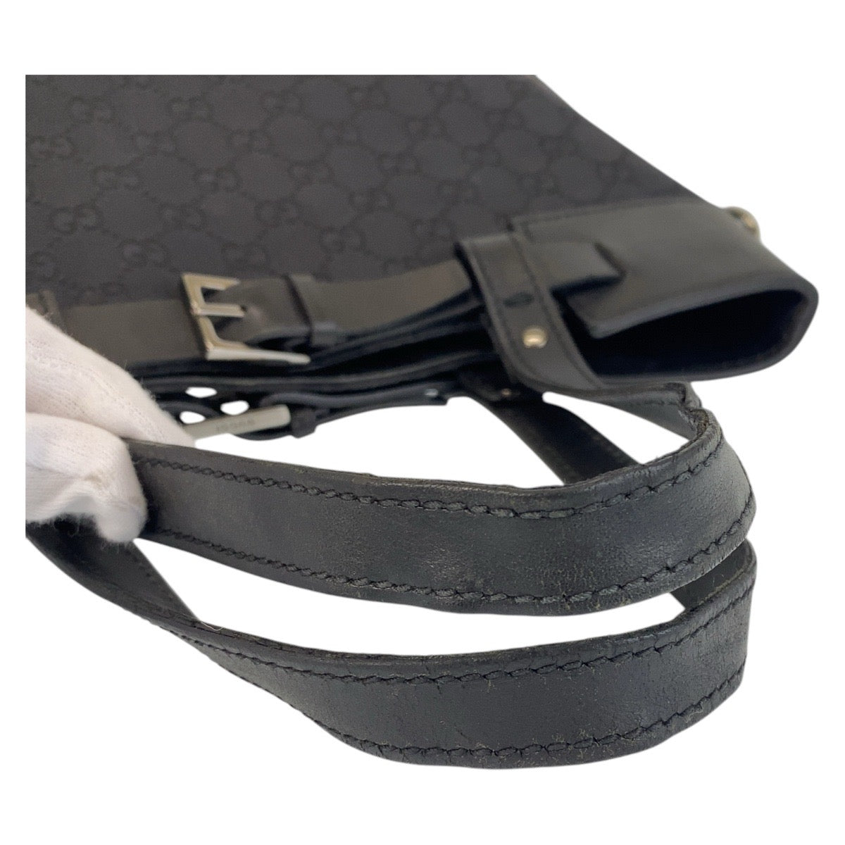 15586
GUCCI グッチ ブラック 黒 GGキャンバス / レザー 107736 トートバッグ ショルダーバッグ  レディース